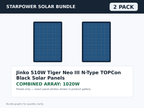 2 Pack Jinko 510W Tiger Neo III N-Type TOPCon Black Solar Panels – 1020W Bundle