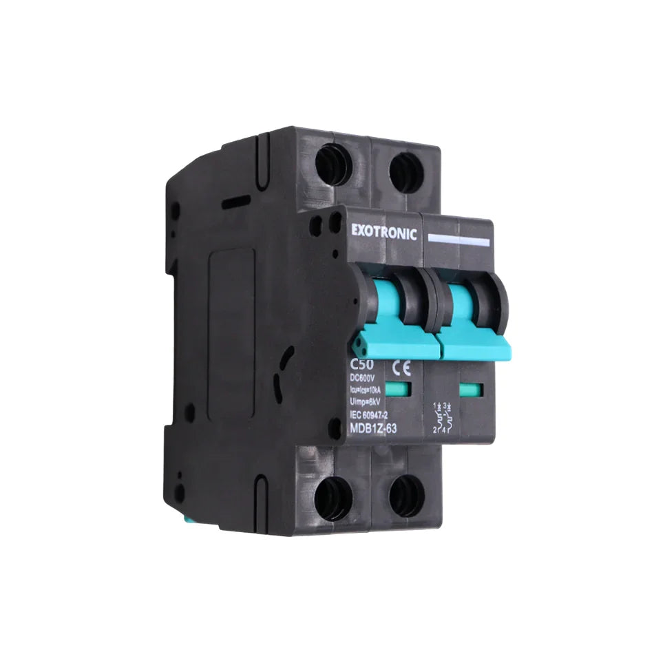 Exotronic 50A 2-Pole DC Circuit Breaker (MCB)