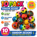 10 Pack Soft Foam Balls Assorted Random Designs Mixed Sizes Kids Party Favour Toys