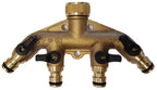 4-Way Manifold with Valves & Snap-On Outlets Brass