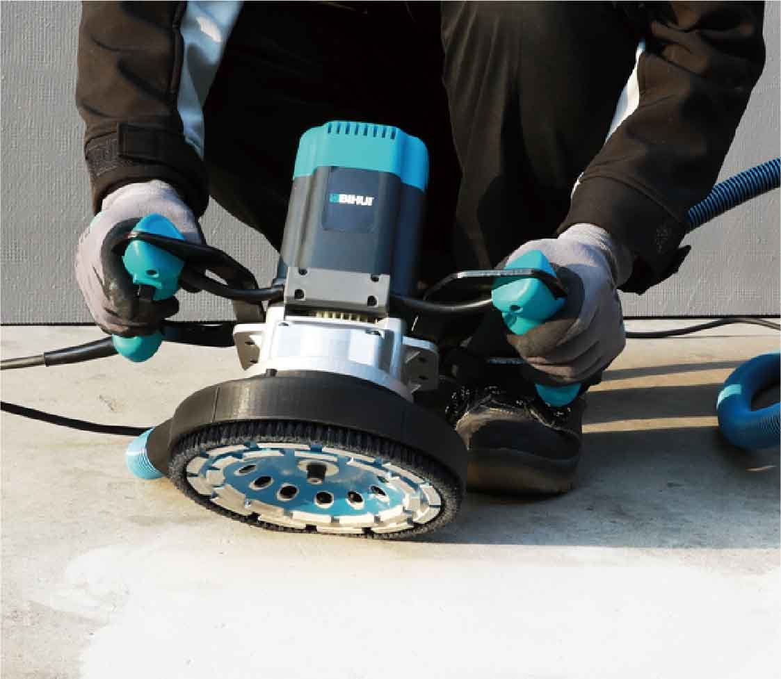 Bihui 1900W Concrete Grinder with Dual row Diamond Disc 180 mm