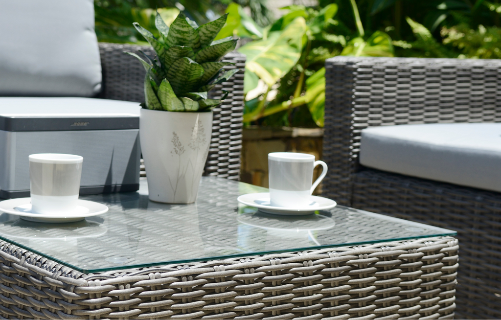 Marbella Grey 5 Seater Chaise Garden Sofa Set, Cover and Cushion Box Bundle