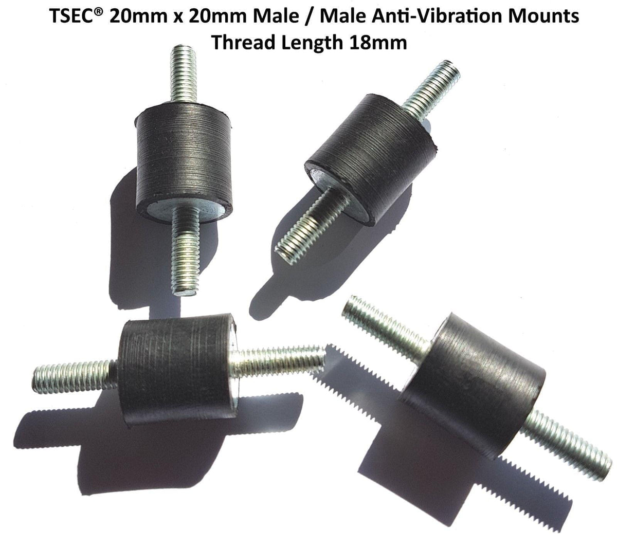M6 Anti-Vibration Rubber Mount – 20mm x 20mm Male/Male Bobbin Mount (40 Shore)
