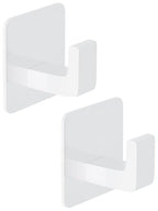 GWAAZXGZ Square Self Adhesive Towel Hooks - 2 Pack White Metal Hooks - color: White, size: 2 Pack