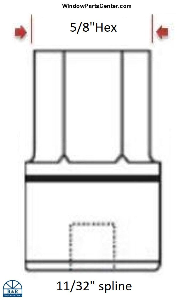 216 - Crank Handle Adapter for Clear Story Windows "Female"