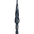 Klein Tools QRST01 Step Drill Bit, Quick Release Spiral Double-Fluted, 1/8 to 1/2-Inch, Hex Shank, Cut Steel, Wood, Plastic, Aluminum - size: 1/8 to 1/2-Inch, style: Quick Release