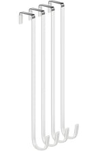 Single Extra Long Over Door Steel Hooks 4 Pack Fit 1-3/8" Door 14.2" White - size: 14.2"Length
