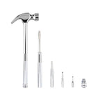 6-in-1 mini multifunctional metal hammer and screwdriver hand tool for opening walnuts, including cross and flat screwdrivers, home repair tools, and camping hammer set (Silver) - color: Silver