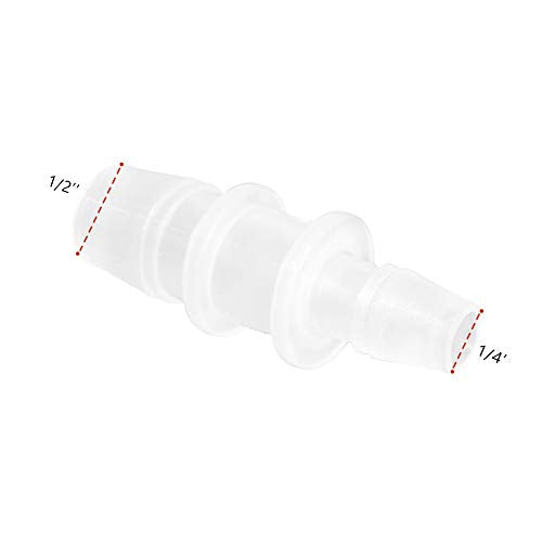 Plastic Hose Barb Reducer Pipe Fittings, 1/2" to 1/4" Hose ID Connectors Joint Splicer Mender Adapter Union Boat Water Air Aquarium O2 Fuel (Pack of 3) - size: 1/2" to 1/4"