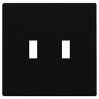 TG Mid-Size Screwless Double Toggle Light Switch Cover Plate, 2-Gang, Black - color: Black, size: 2 Gang