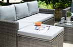 Marbella Grey 5 Seater Chaise Garden Sofa Set and Cushion Box Bundle