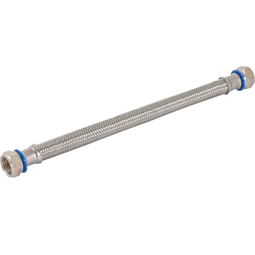 Eastman 12 Inch Steel-Flex Water Heater Connector, 3/4 Inch x 3/4 Inch FIP Swivel, Braided Stainless Steel Water Heater Connectors, 48250 - size: 12 Inch