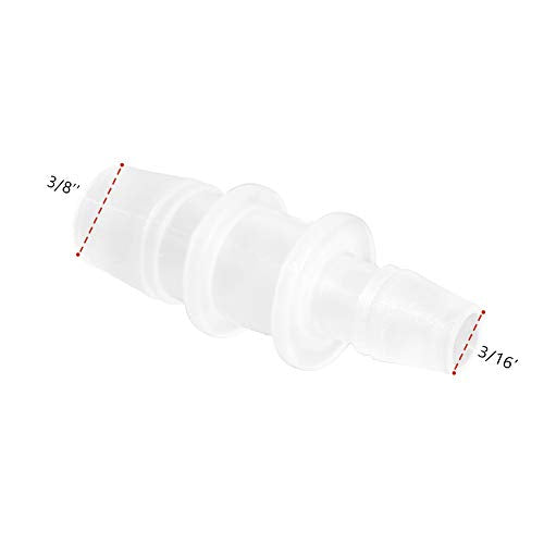 Plastic Hose Barb Reducer Pipe Fittings, 3/8" to 3/16" Hose ID Connectors Joint Splicer Mender Adapter Union Boat Water Air Aquarium O2 Fuel (Pack of 3) - size: 3/8" to 3/16"