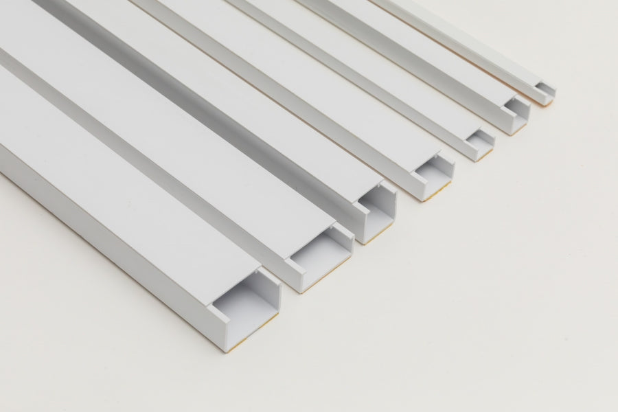Mini Cable Trunking White -1m & 2.44m Length-  PVC Self-Adhesive Wire Conduit Plastic Cover