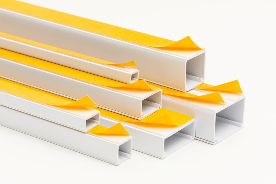 Mini Cable Trunking White -1m & 2.44m Length-  PVC Self-Adhesive Wire Conduit Plastic Cover