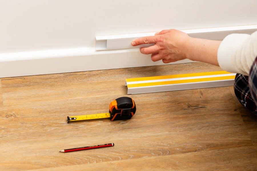 Mini Cable Trunking White -1m & 2.44m Length-  PVC Self-Adhesive Wire Conduit Plastic Cover