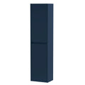 Nuie Havana Tall Wall Hung Unit 2-Door, Soft Close Handless Bathroom Storage Cabinet in  Indigo Blue, 1433 x 350 x 255mm