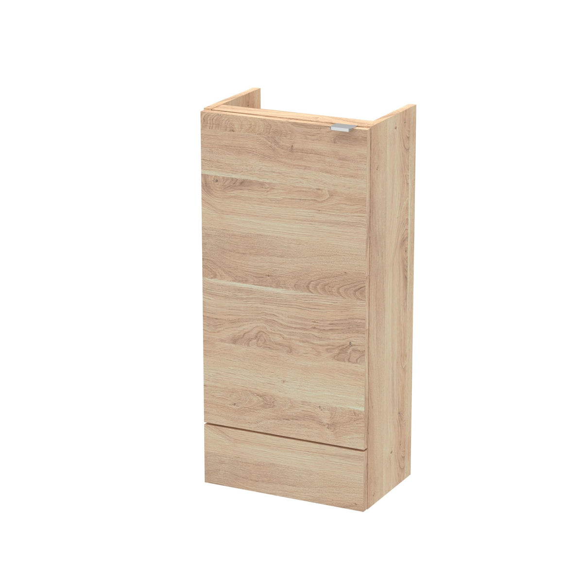 Hudson Reed Fusion Compact Floor Standing 1 Soft Close Door Base Unit without Basin, Modern Bathroom Furniture in Bleached Oak Finish, 400mm