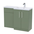 Nuie 1100mm Right Hand Combination, Polymarble Basin Pre-drilled with 1 Tap Hole, Bathroom Storage Unit in Satin Green