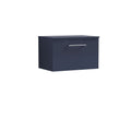 Nuie Arno Wall Hung 1-Drawer Modern Vanity Unit & Black Worktop, Stylish Counter Top Vanity Unit in Midnight Blue, 600mm