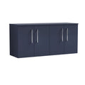 Nuie Arno Wall Hung 4-Door Vanity Unit & Black Worktop, Stylish Counter Top Vanity Unit in Midnight Blue, 1200mm