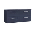 Nuie Arno Wall Hung 4-Drawer Vanity & Black Worktop, Stylish Counter Top Vanity Unit in Midnight Blue, 1200mm