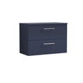 Nuie Arno Wall Hung 2-Drawer Vanity & Black Worktop, Stylish Counter Top Vanity Unit in Midnight Blue, 800mm