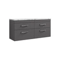 Nuie Athena Wall Hung 4-Drawer Vanity Unit & Bellato Grey Laminate Worktop, Sleek Counter Top Vanity Unit in Gloss Grey, 1200mm