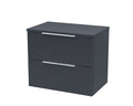 Hudson Reed Fluted Wall Hung 2-Drawer Vanity Unit & Black Laminate Worktop, Sleek Counter Top Vanity Unit in Soft Black, 600mm