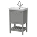 Old London Bexley Floor Standing 1 Drawer Vanity & 1 Tap Hole Fireclay Basin, Stylish Vanity Unit with Basin, Cool Grey, 500mm
