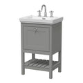 Old London Bexley Floor Standing 1 Drawer Vanity & 3 Tap Hole Fireclay Basin, Stylish Vanity Unit with Basin, Cool Grey, 500mm
