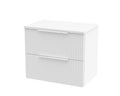 Hudson Reed  Fluted Wall Hung 2-Drawer Vanity Unit & White Marble Laminate Worktop, Counter Top Vanity Unit in Satin White, 600mm