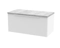 Hudson Reed Fluted Wall Hung 1-Drawer Vanity Unit & Bellato Grey Laminate Worktop, Counter Top Vanity Unit in Satin White, 800mm