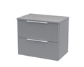 Hudson Reed Fluted Wall Hung 2-Drawer Vanity Unit & Grey Laminate Worktop, Counter Top Vanity Unit in Satin Grey, 600mm