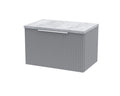 Hudson Reed Fluted Wall Hung 1-Drawer Vanity Unit & Bellato Grey Laminate Worktop, Counter Top Vanity Unit in Satin Grey, 600mm