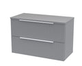 Hudson Reed Fluted Wall Hung 2-Drawer Vanity Unit & Grey Worktop, Counter Top Vanity Unit in Satin Grey, 800mm