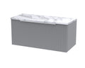 Hudson Reed Fluted Wall Hung 1-Drawer Vanity Unit & Carrera Marble Laminate Worktop, Counter Top Vanity Unit in Satin Grey, 800mm