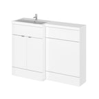 Hudson Reed Fusion Floor Standing 2 Door Vanity Basin & WC Left Hand Combination, Vanity Unit with Basin, Gloss White, 1200mm
