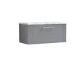 Nuie Deco Wall Hung 1-Drawer Vanity Unit & Bellato Grey Laminate Worktop, Counter Top Vanity Unit in Satin Grey, 800mm