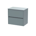 Nuie Havana Wall Hung 2-Drawer Vanity Unit & Worktop in Monument Grey, Countertop Basin Unit in Coastal Grey, 600mm