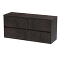 Nuie Havana Wall Hung 4-Drawer Vanity Unit & Worktop in Metallic Slate, Countertop Basin Unit in Metallic Slate, 1200mm