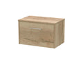 Hudson Reed Juno Wall Hung 1-Drawer Vanity Unit & Autumn Oak Worktop, Sleek Countertop Basin Unit in Autumn Oak, 600mm