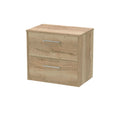 Hudson Reed Juno Wall Hung 2-Drawer Vanity Unit & Autumn Oak Worktop, Stylish Countertop Basin Unit in Autumn Oak, 600mm