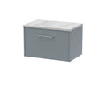 Hudson Reed Juno Wall Hung 1-Drawer Vanity Unit & Bellato Grey Worktop, Stylish Countertop Basin Unit in Coastal Grey, 600mm