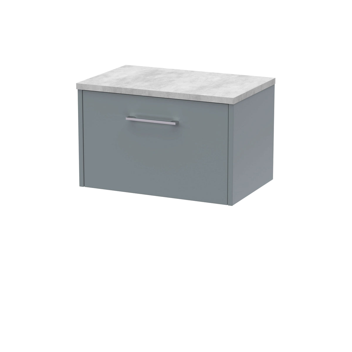 Hudson Reed Juno Wall Hung 1-Drawer Vanity Unit & Bellato Grey Worktop, Stylish Countertop Basin Unit in Coastal Grey, 600mm
