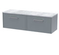 Hudson Reed Juno Wall Hung 2-Drawer Vanity Unit & Bellato Grey Worktop, Stylish Countertop Basin Unit in Coastal Grey, 1200mm