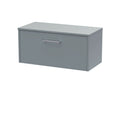 Hudson Reed Juno Wall Hung 1-Drawer Vanity Unit & Coastal Grey Worktop, Stylish Countertop Basin Unit in Coastal Grey, 800mm