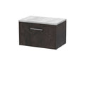 Hudson Reed Juno Wall Hung 1-Drawer Vanity Unit & Sparkling White Worktop, Countertop Basin Unit in Metallic Slate, 600mm