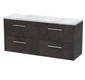 Hudson Reed Juno Wall Hung 4-Drawer Vanity Unit & Bellato Grey Worktop, Countertop Basin Unit in Metallic Slate, 1200mm