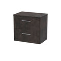 Hudson Reed Juno Wall Hung 2-Drawer Vanity Unit & Metallic Slate Worktop, Countertop Basin Unit in Metallic Slate, 600mm